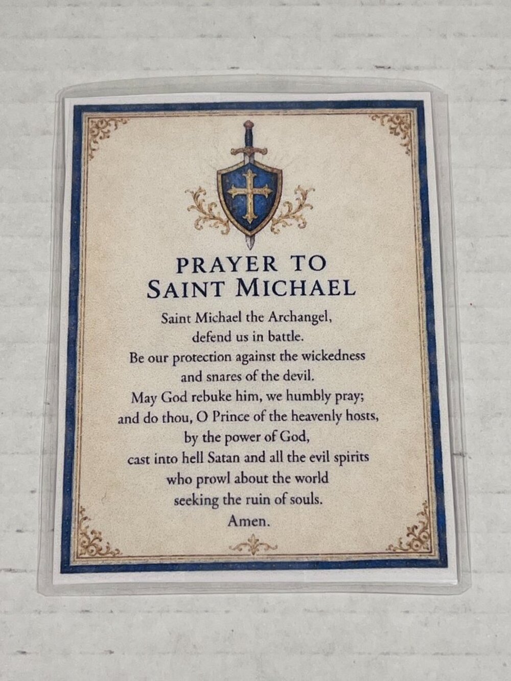 Saint Michael Archangel Prayer Card Laminated Small